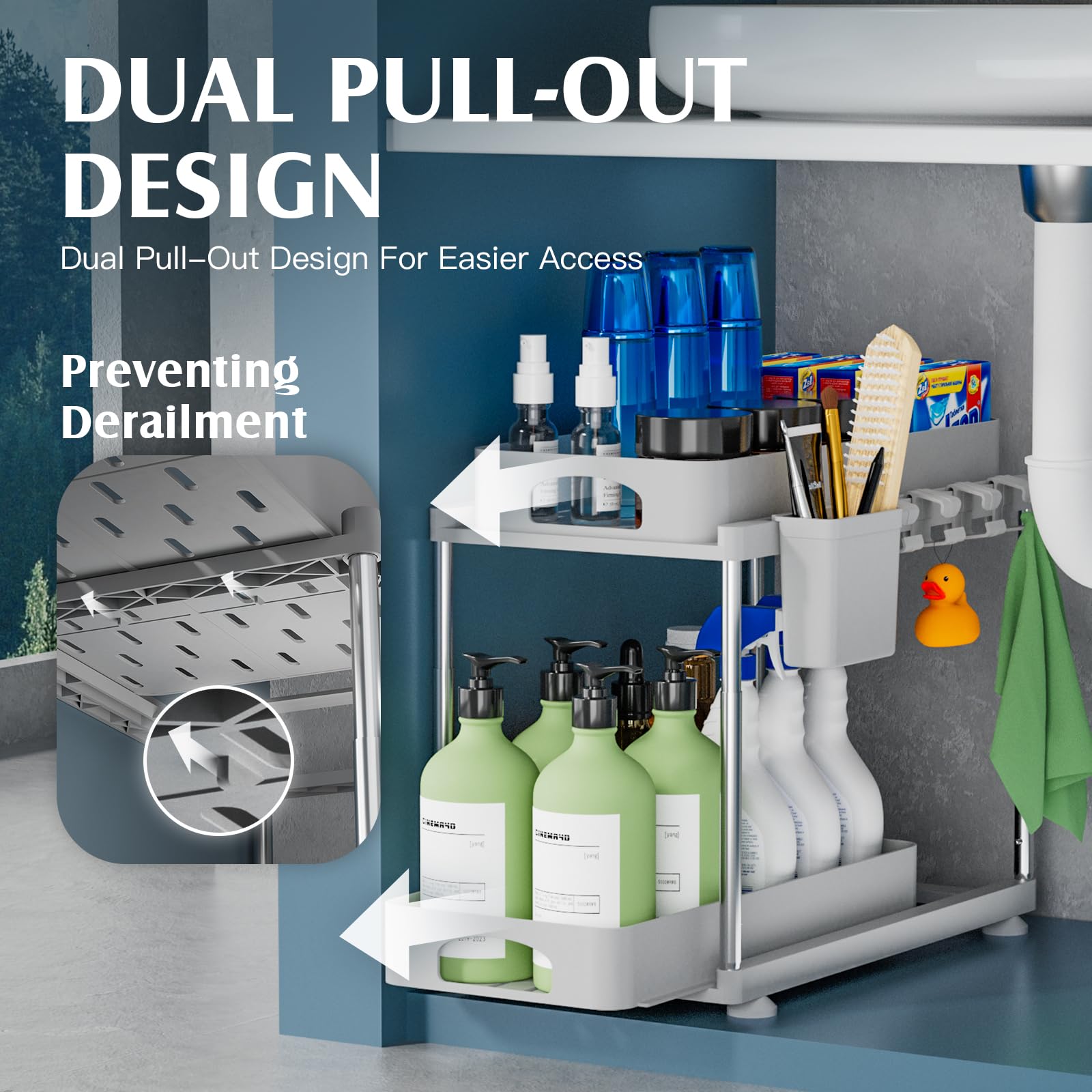 HEIGHT-adjustable VERIFOST under-sink unit in gray for flexible fit.