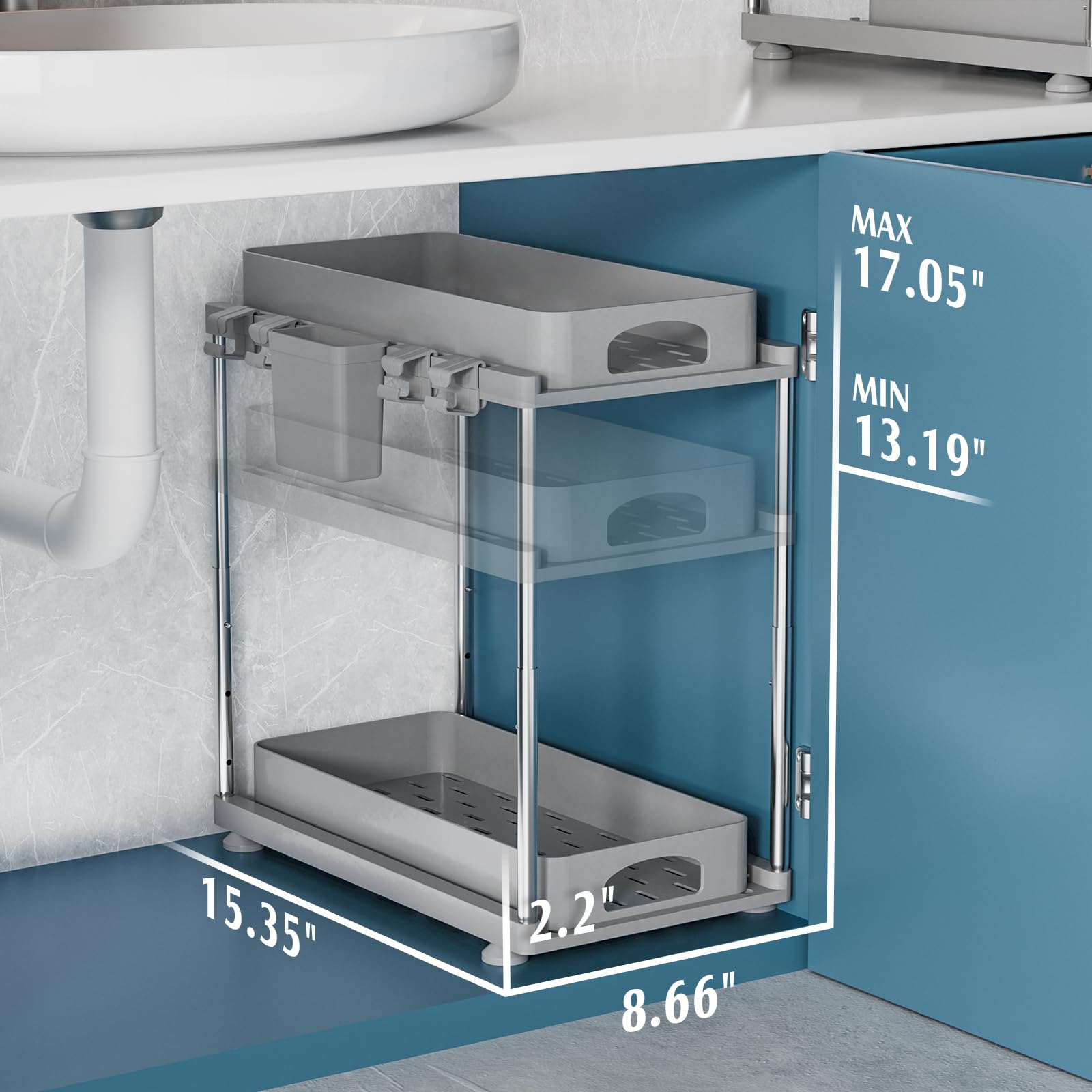 Hollow drainage design of VERIFOST gray organizer reduces water buildup.