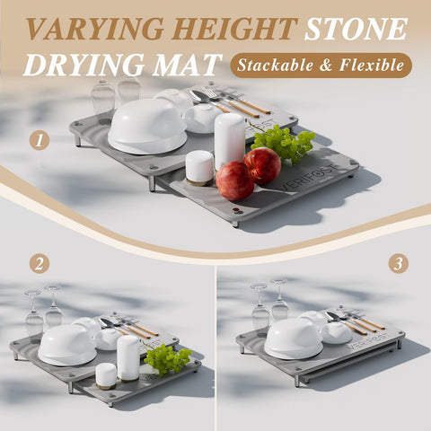 VERIFOST Pearl White 2PCS Drying Stone nesting design extends counter space