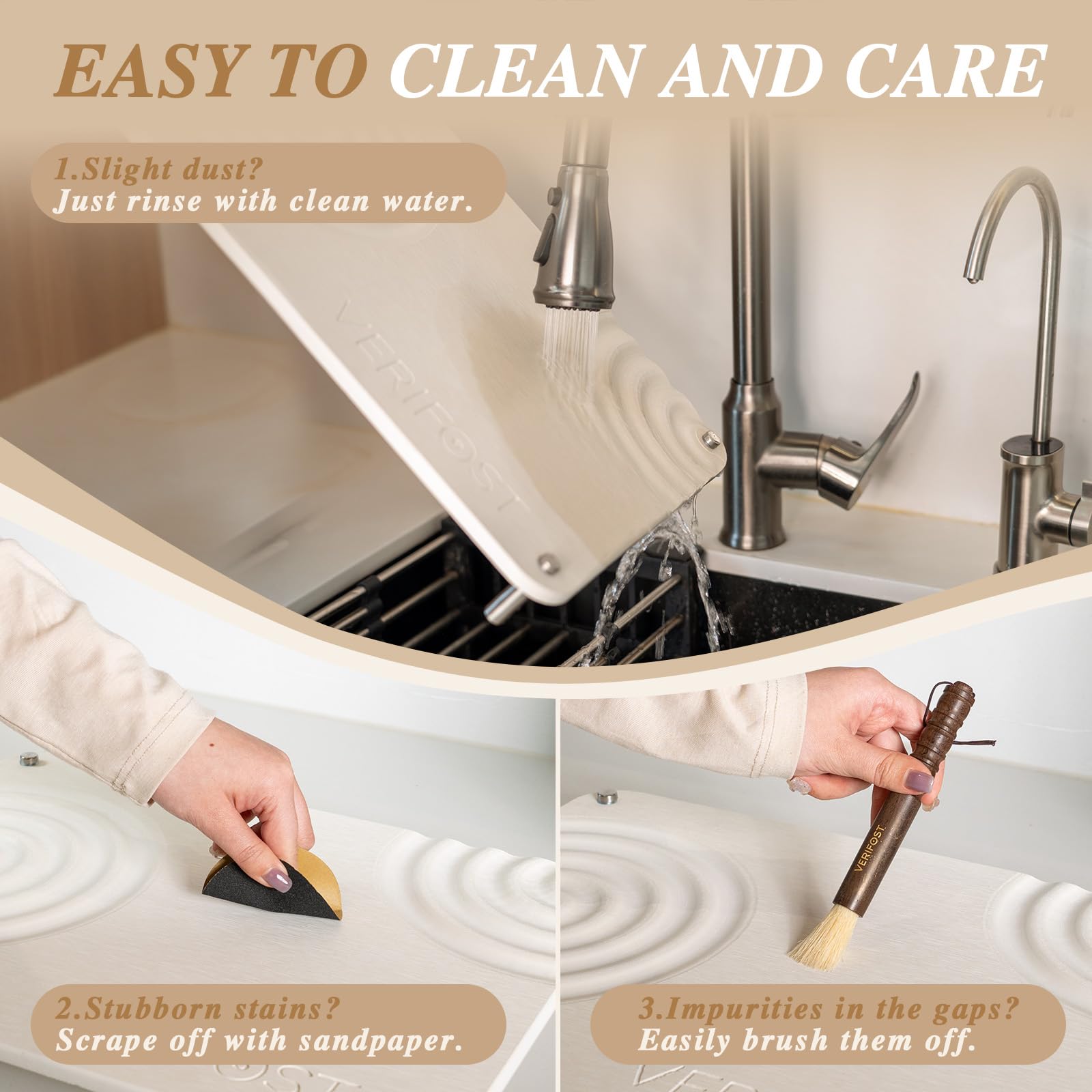 VERIFOST Pearl White 2PCS Drying Stone non-slip feet protect countertops