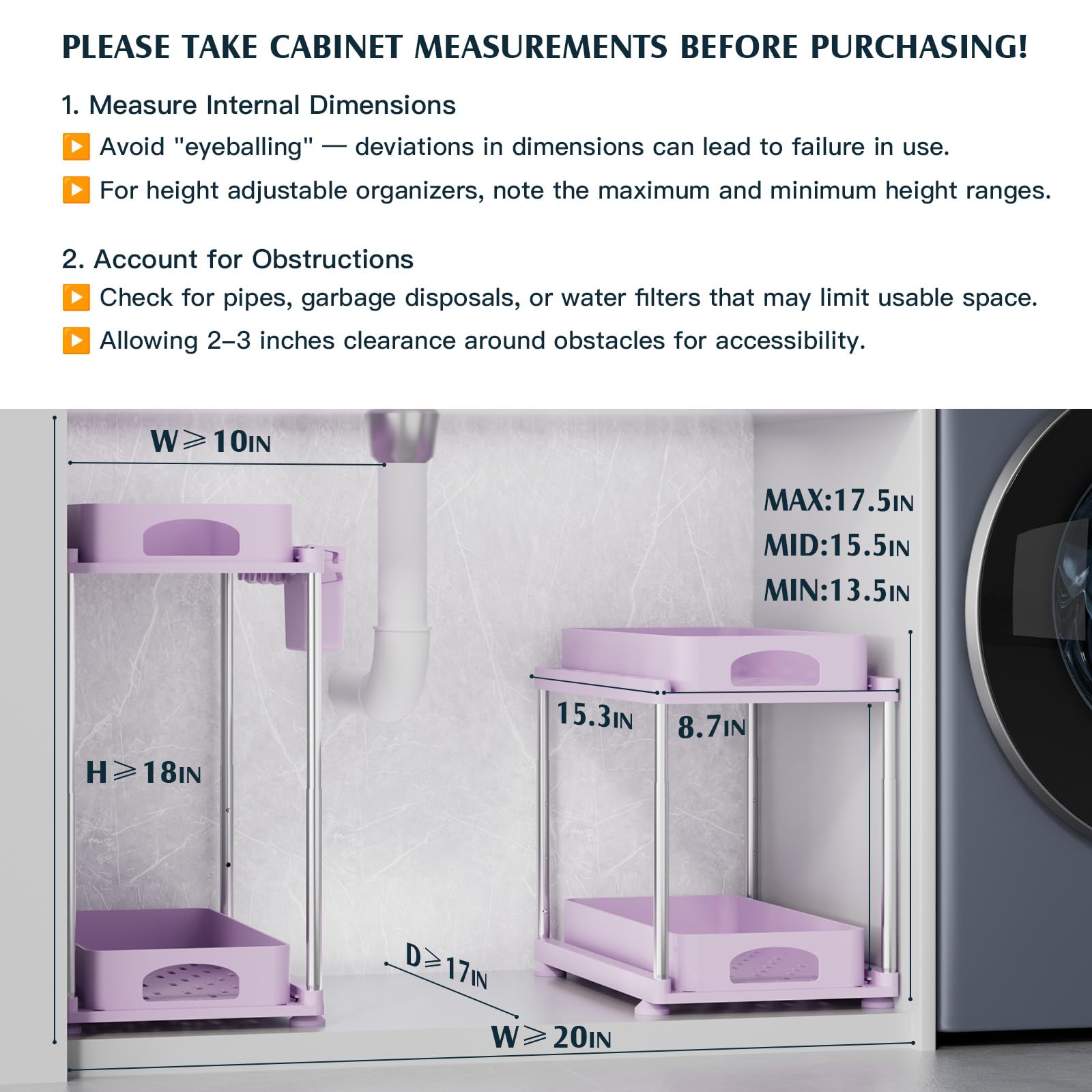 VERIFOST purple under-sink organizer adds style while remaining durable