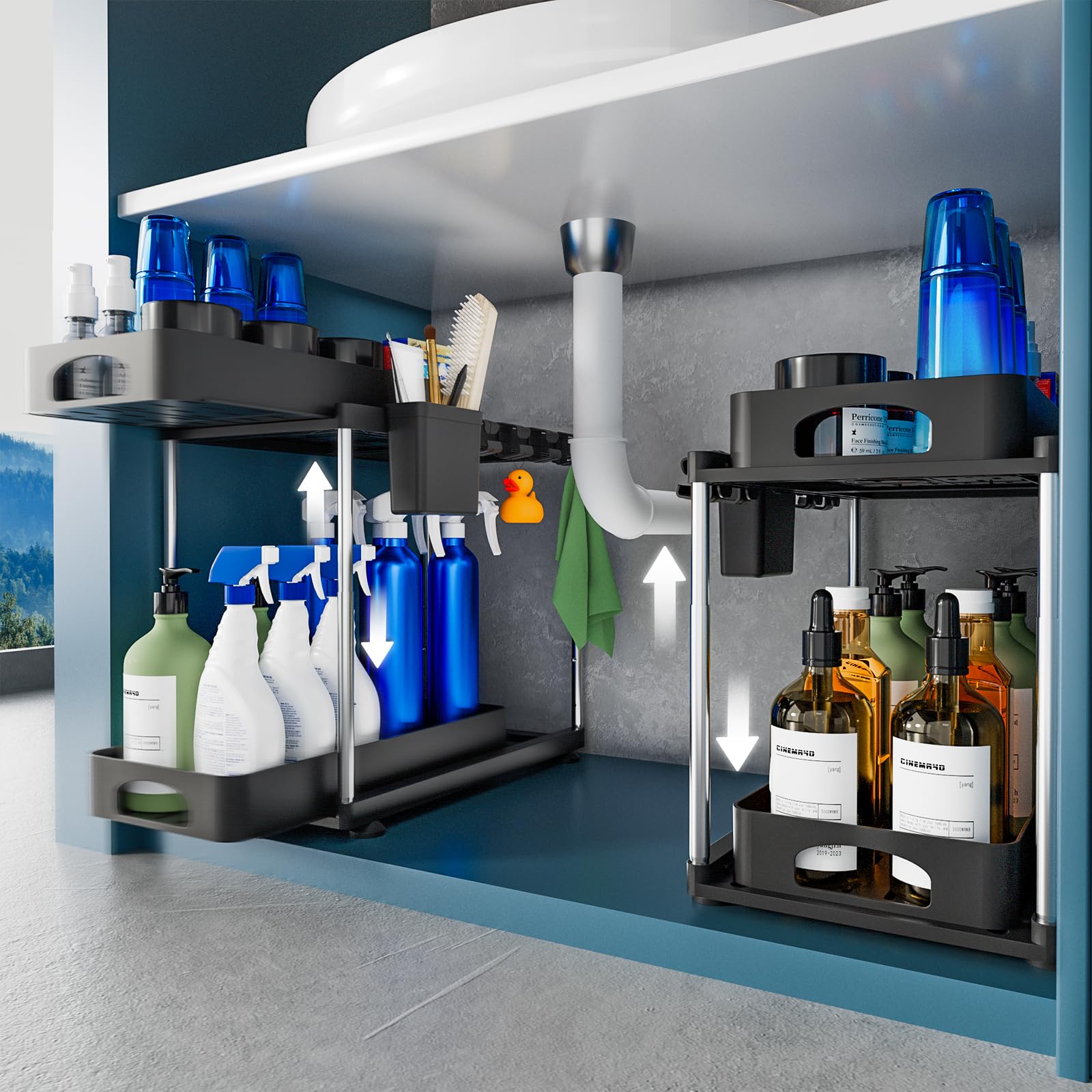 VERIFOST two-drawer under sink organizer in black for clutter-free cabinets