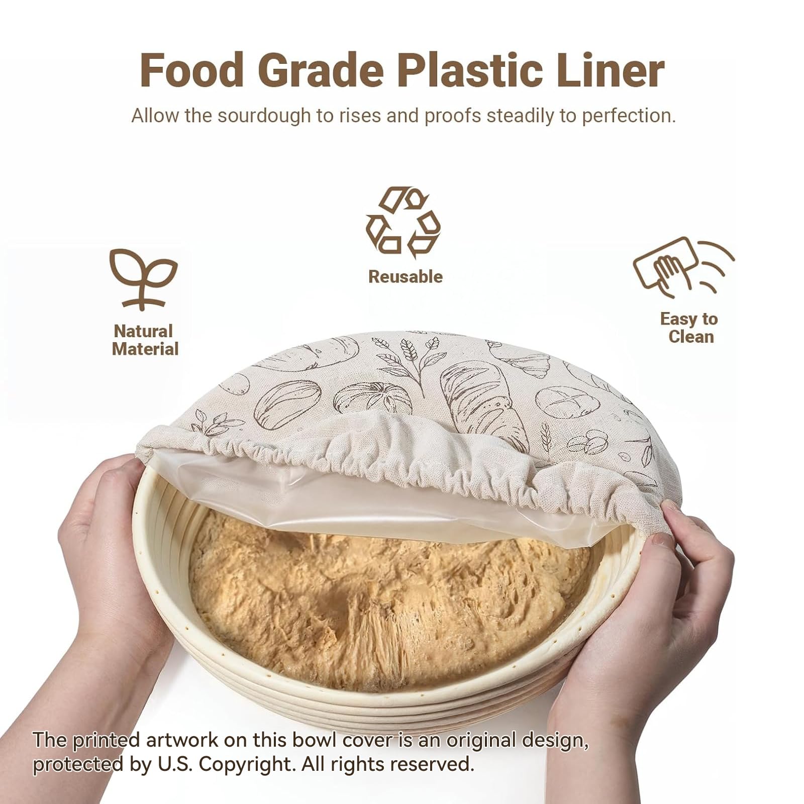 Verigud reusable bread proofing cover shows durable fabric and inner liner.