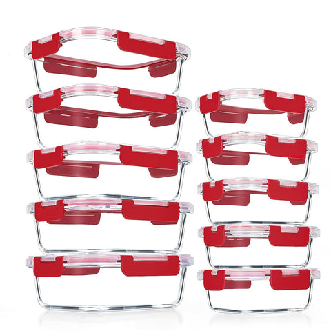 VERONES 10Pack glass meal prep containers with 34oz and 12oz portions for organized meals