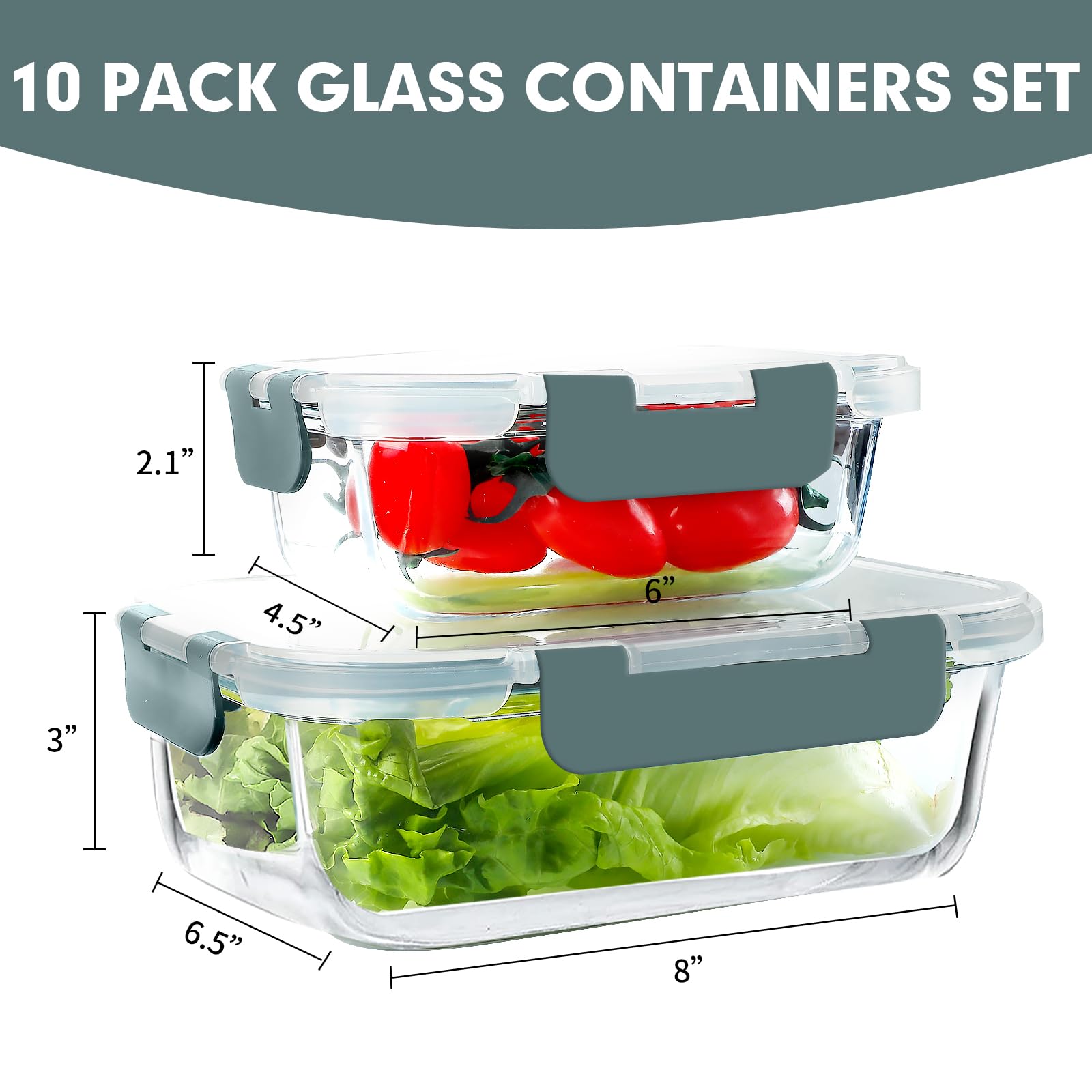 VERONES 12oz glass meal-prep container with stackable lid for snacks