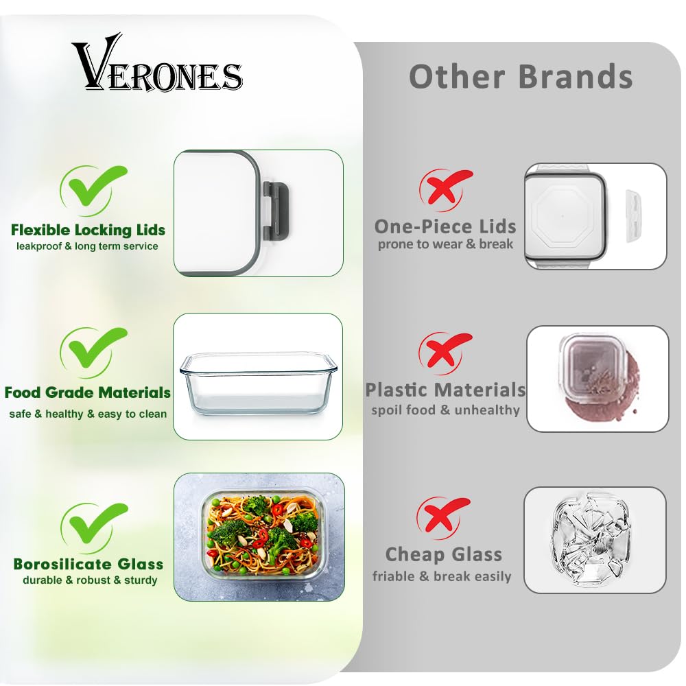 VERONES 27.1 oz glass container for large portions and batch cooking.