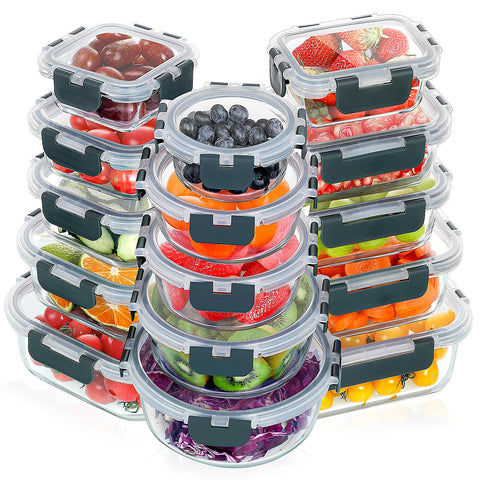 VERONES 30-piece glass meal prep set offers durable storage for daily meals.