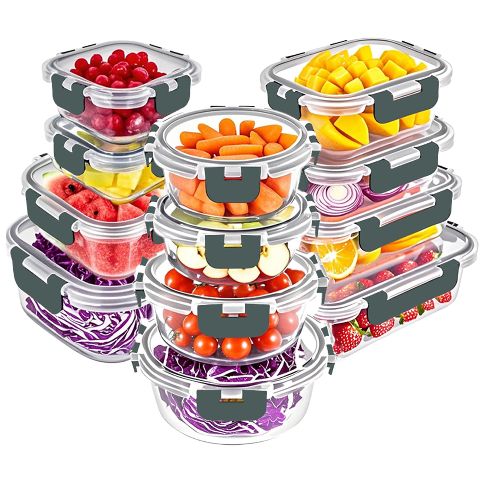 VERONES 33.8 oz glass container for meal prep, airtight and stackable.