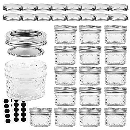 VERONES 4oz mason jar with silver lid for canning and storage.