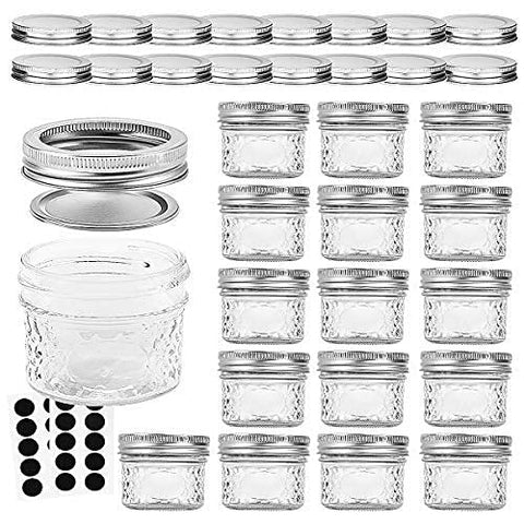VERONES 4oz mason jar with silver lid for canning and storage.