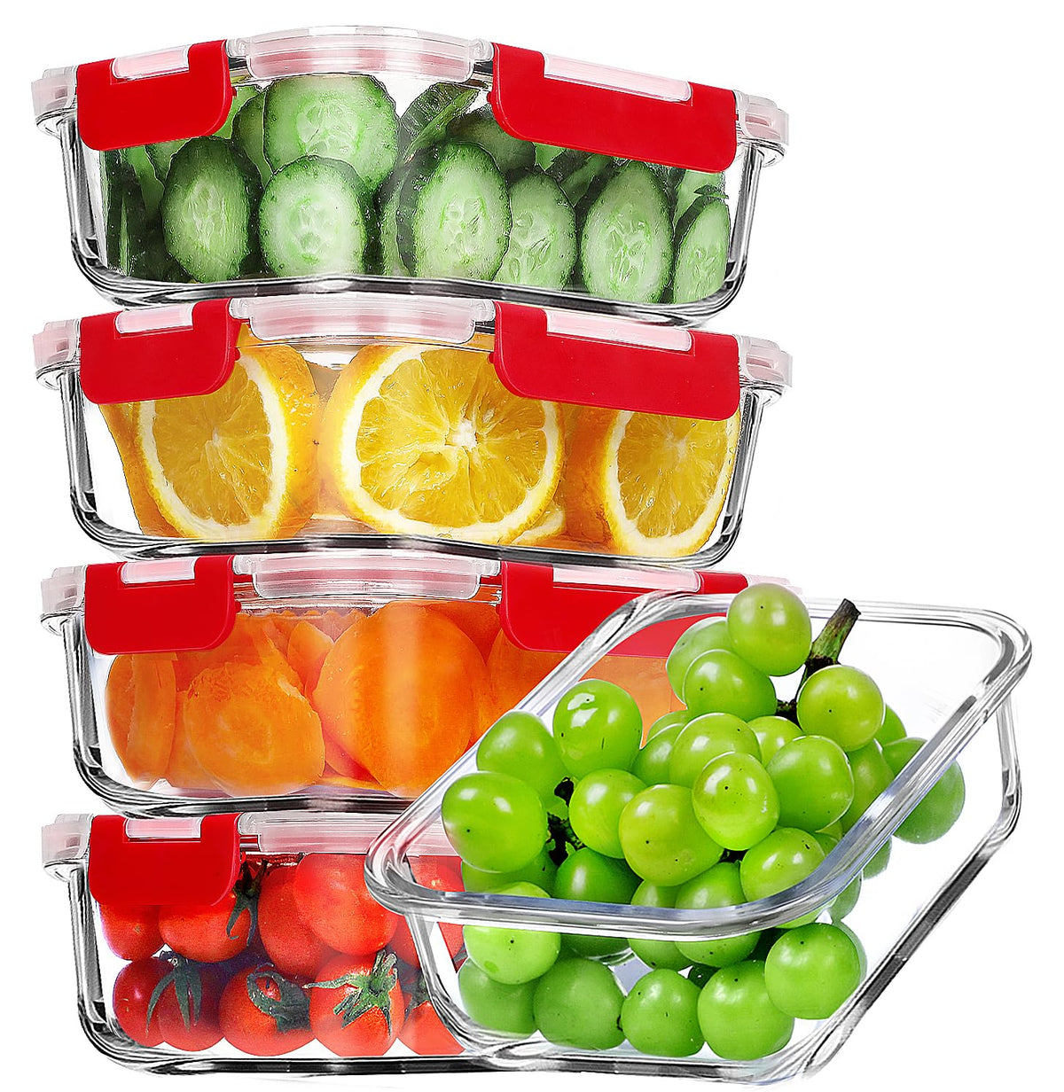 VERONES 5-pack glass lunch containers ready for meal prep and portion control