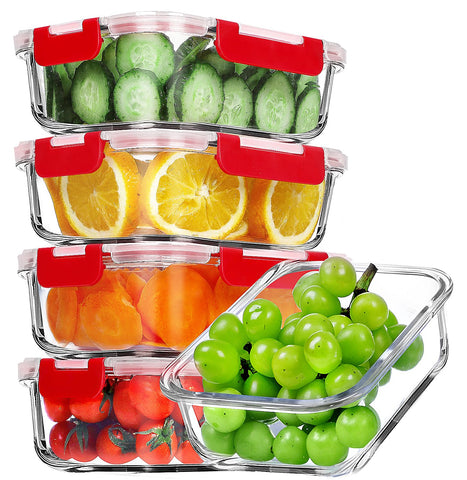 VERONES 5-pack glass lunch containers ready for meal prep and portion control