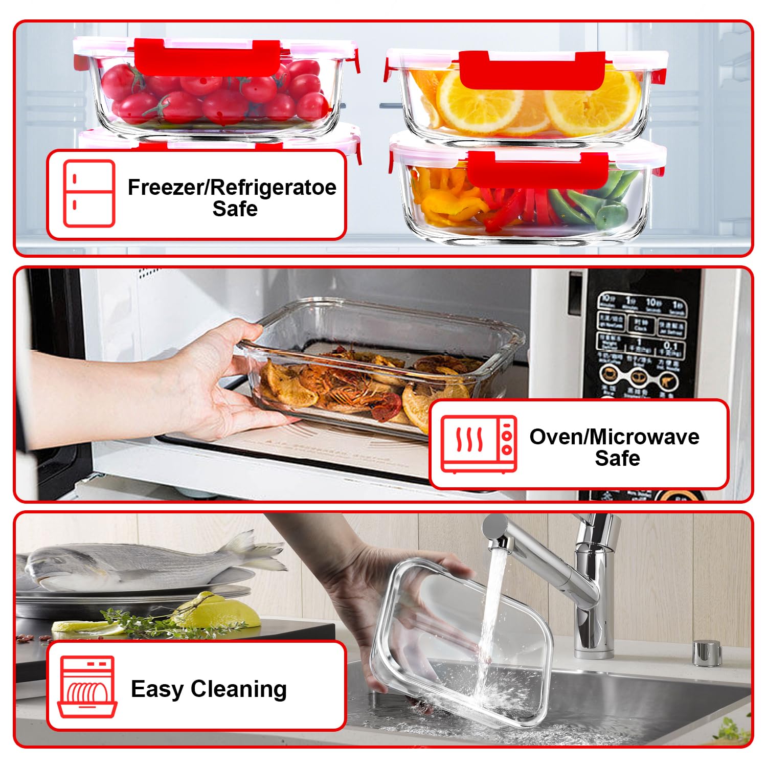 VERONES borosilicate glass handles oven reheating with ease