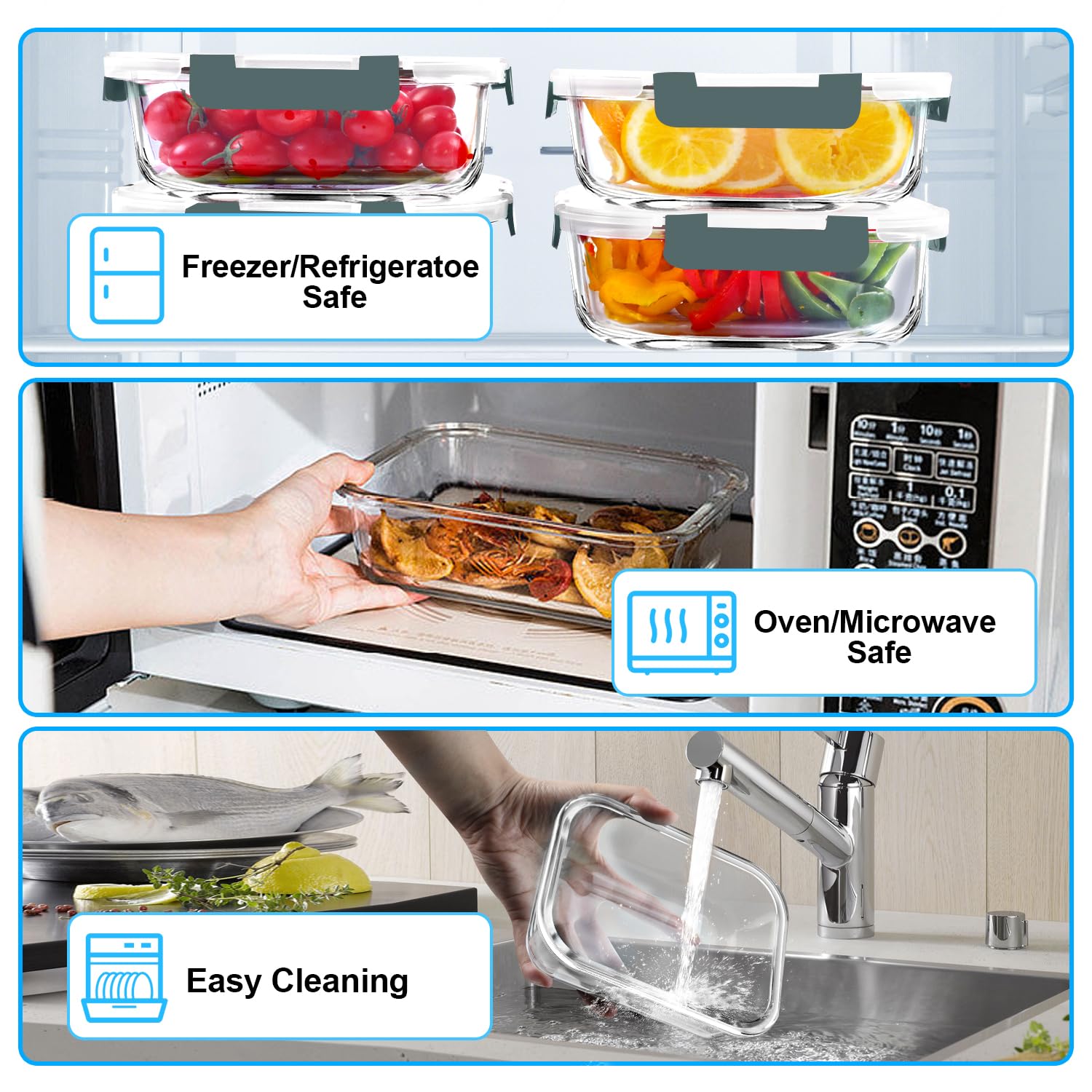 VERONES borosilicate glass withstands oven heating for safe reheating.