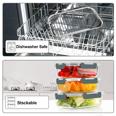 VERONES dishwasher and freezer safe glass container for easy cleanup