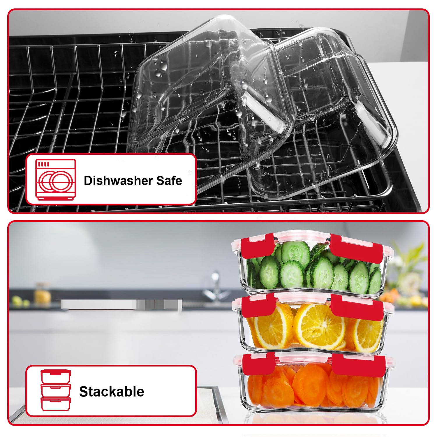 VERONES glass containers dishwasher and freezer safe for easy cleaning