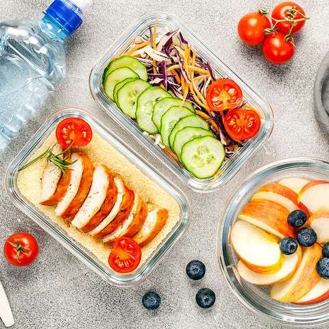 VERONES grey glass lunch set offers durable, reusable storage