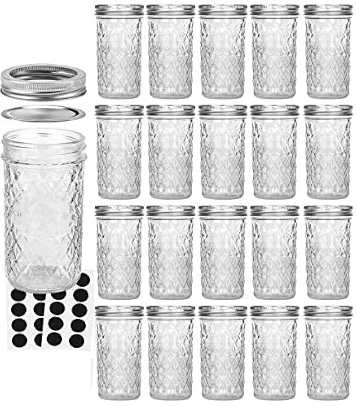 VERONES 12 oz mason jar with silver lids, ideal for precise canning and storage.