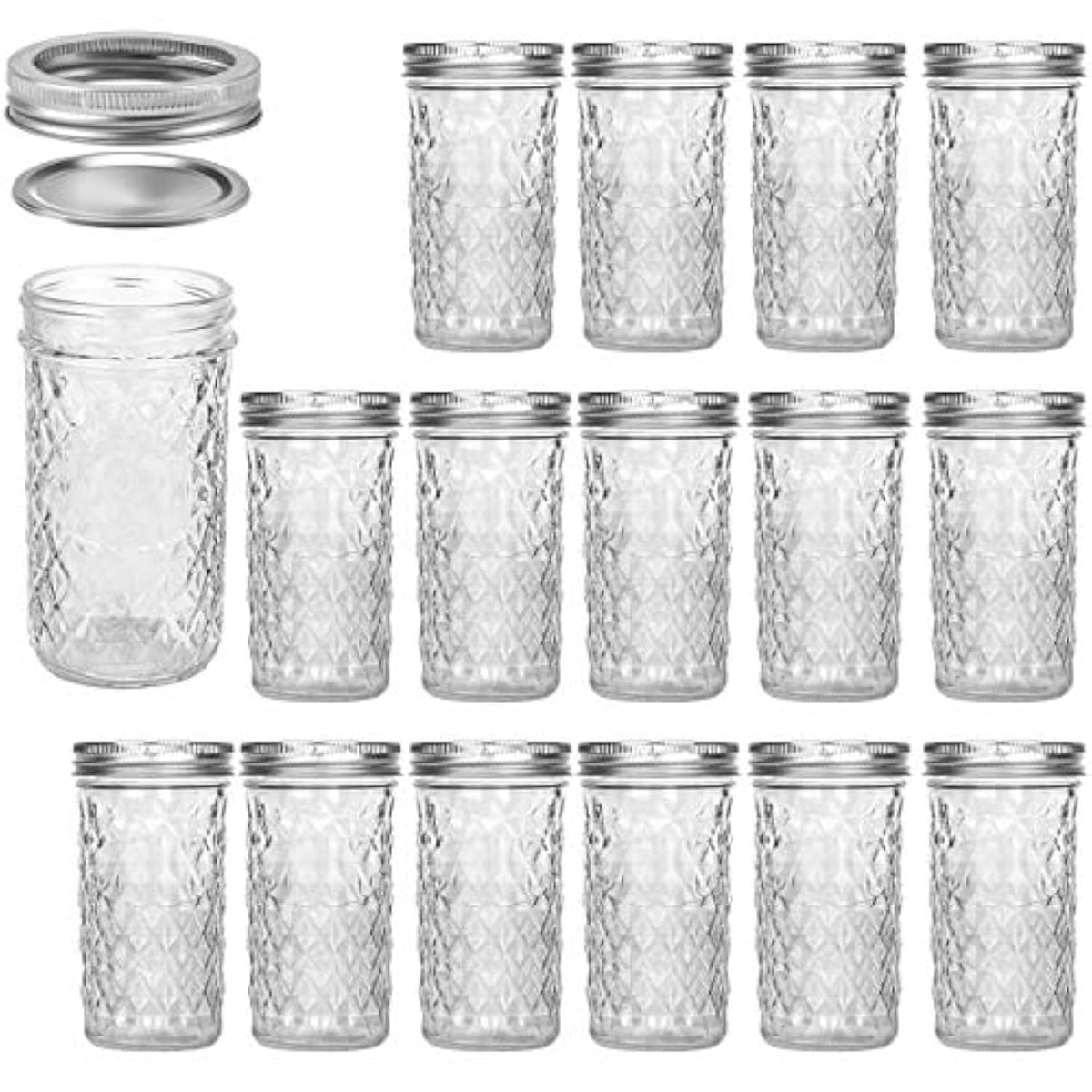 VERONES mason jar 12oz with silver lid for airtight canning and easy storage.