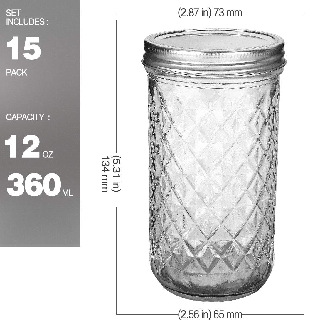 VERONES 15-pack mason jars with lids ideal for wedding favors and gifts.