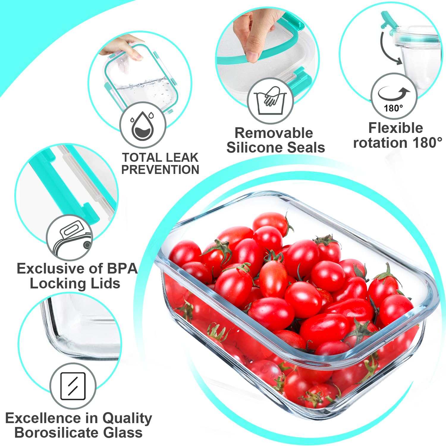 VERONES non-toxic glass storage resists odors and stains for daily use.