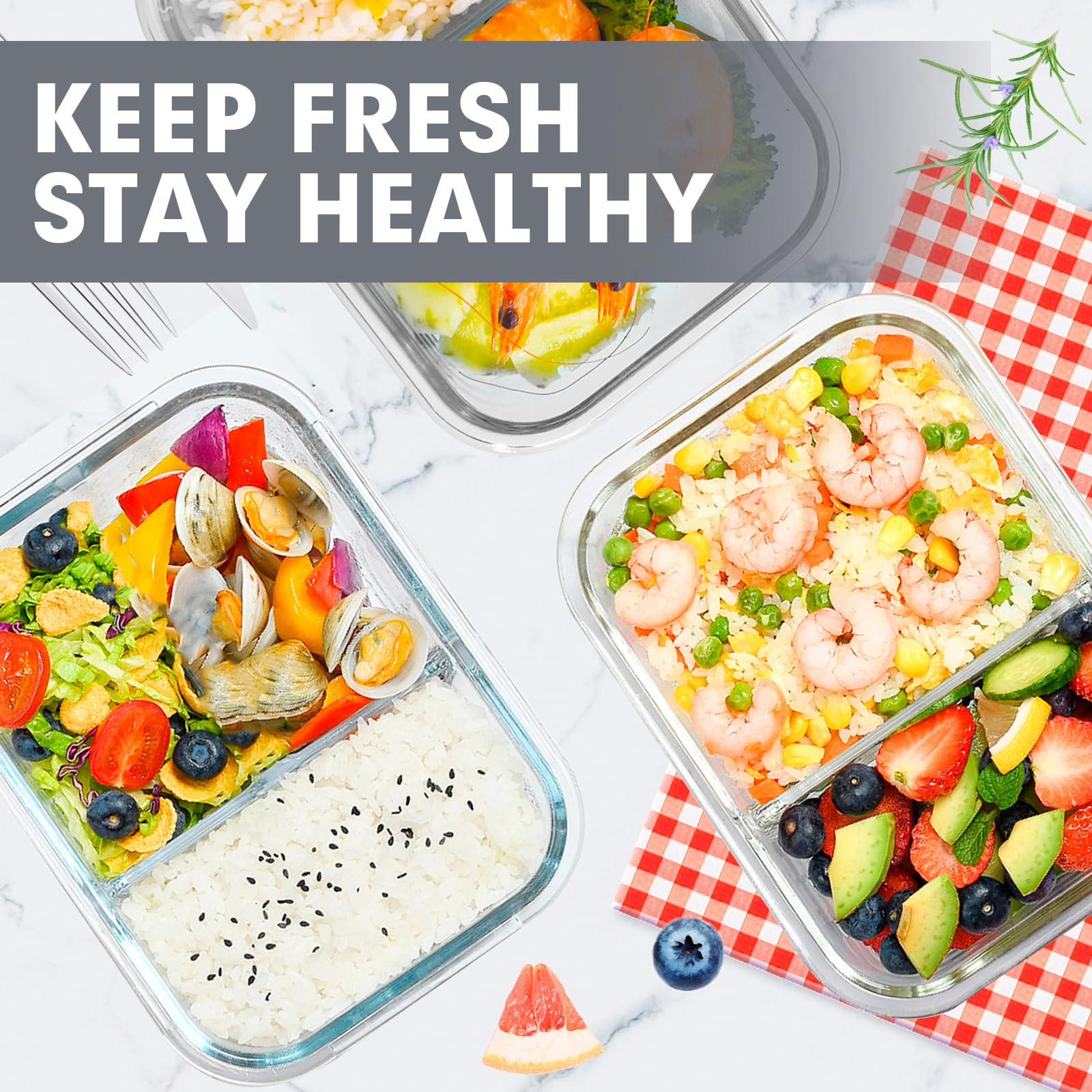 VERONES oven microwave freezer safe glass containers for versatile meal prep