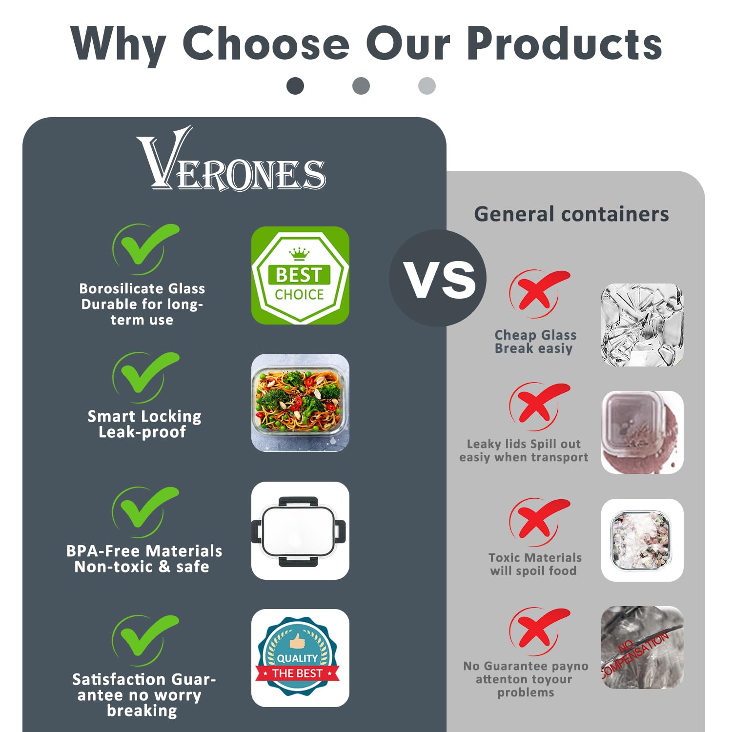 VERONES stackable design saves cabinet space and fits in fridges.