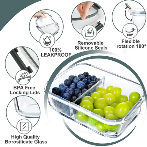 VERONES stackable design saves cabinet space for meal prep.