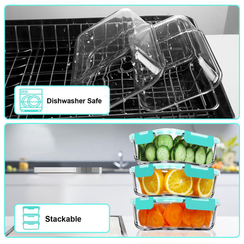 VERONES stackable design saves space in fridge and pantry.
