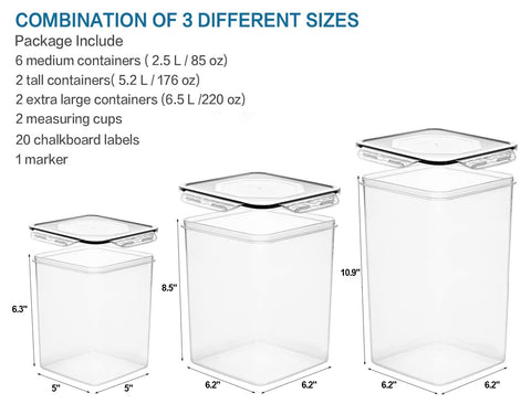 VERONES tall 5.2L airtight container with transparent walls for quick visibility.
