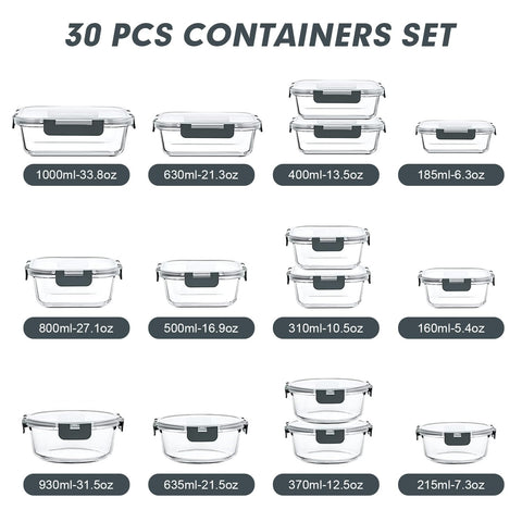 VERONES three-shape glass containers provide flexible portion sizes for many meals.