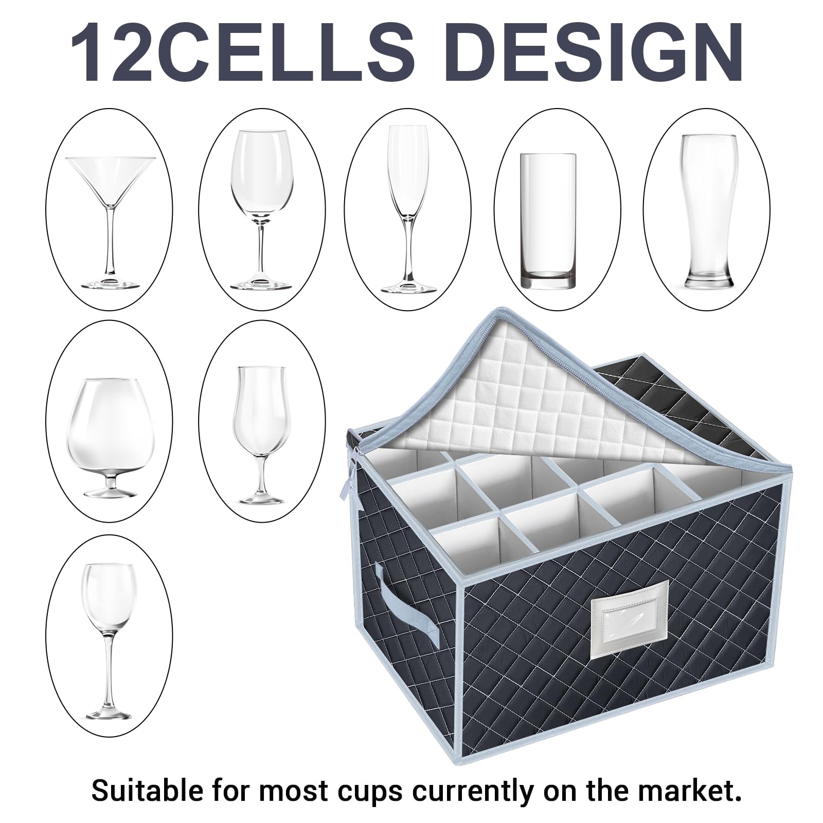 Foldable, eco-friendly VERONLY wine glass box in gray for easy storage.