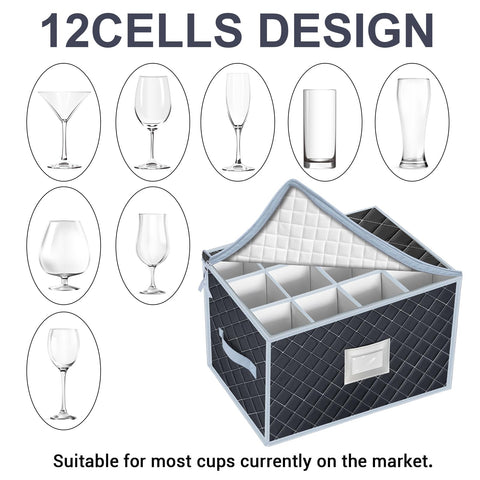 Foldable, eco-friendly VERONLY wine glass box in gray for easy storage.