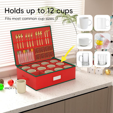 VERONLY hard-shell protection in red keeps mugs safe from chips and dust.