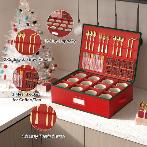 VERONLY mug storage box removable dividers allow custom slots per mug size.