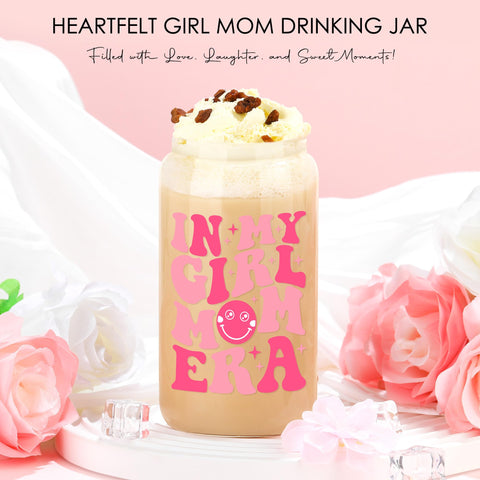 Verouis Girl Mom fashion glass cup for stylish beverages on the go.