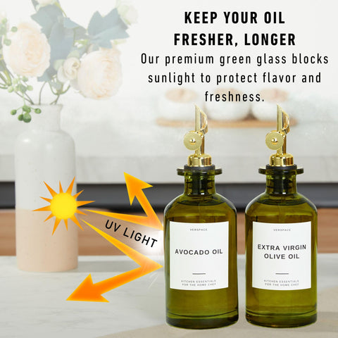 Verspace drip-free spout olive oil bottle for clean, mess-free pouring.