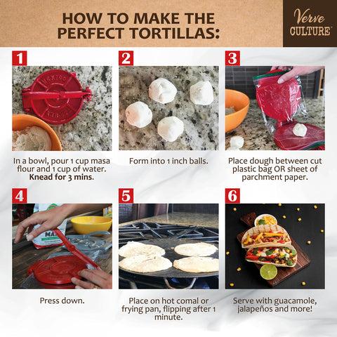 Verve CULTURE dough press versatile for tortillas, arepas, and flatbreads.