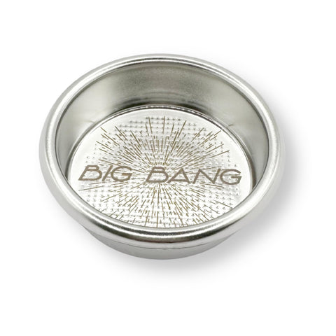 verybarista IMS Big Bang 54mm basket front view highlighting center pattern for even extraction