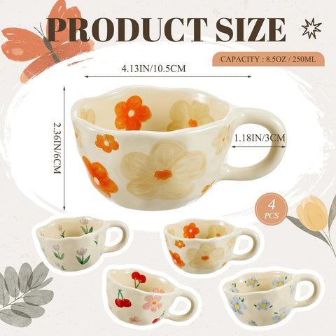 Vesici 4 Styles mug with orange flowers, adds cheerful tea time charm.