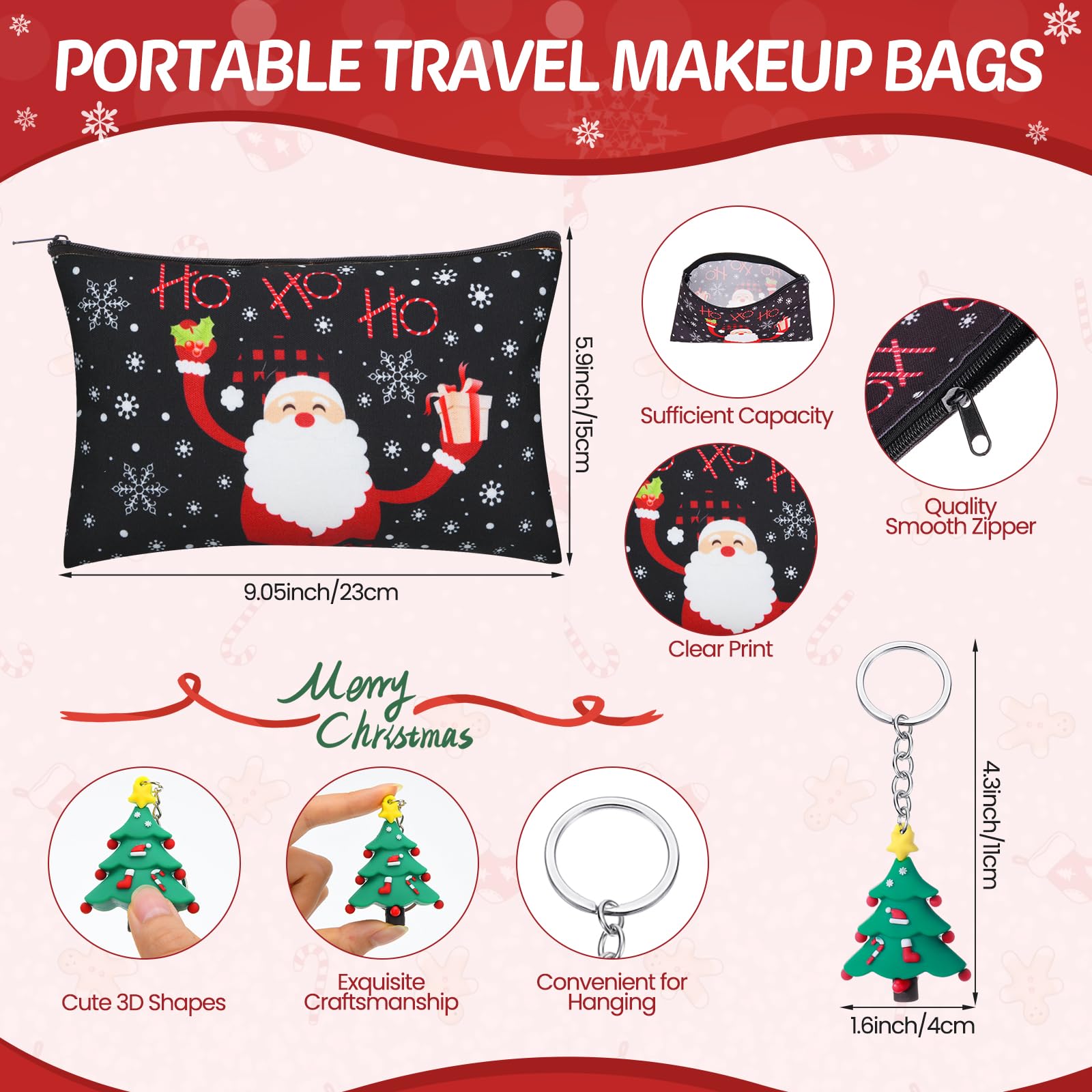 Vesici rubber Christmas keychain ornament durable and fade resistant