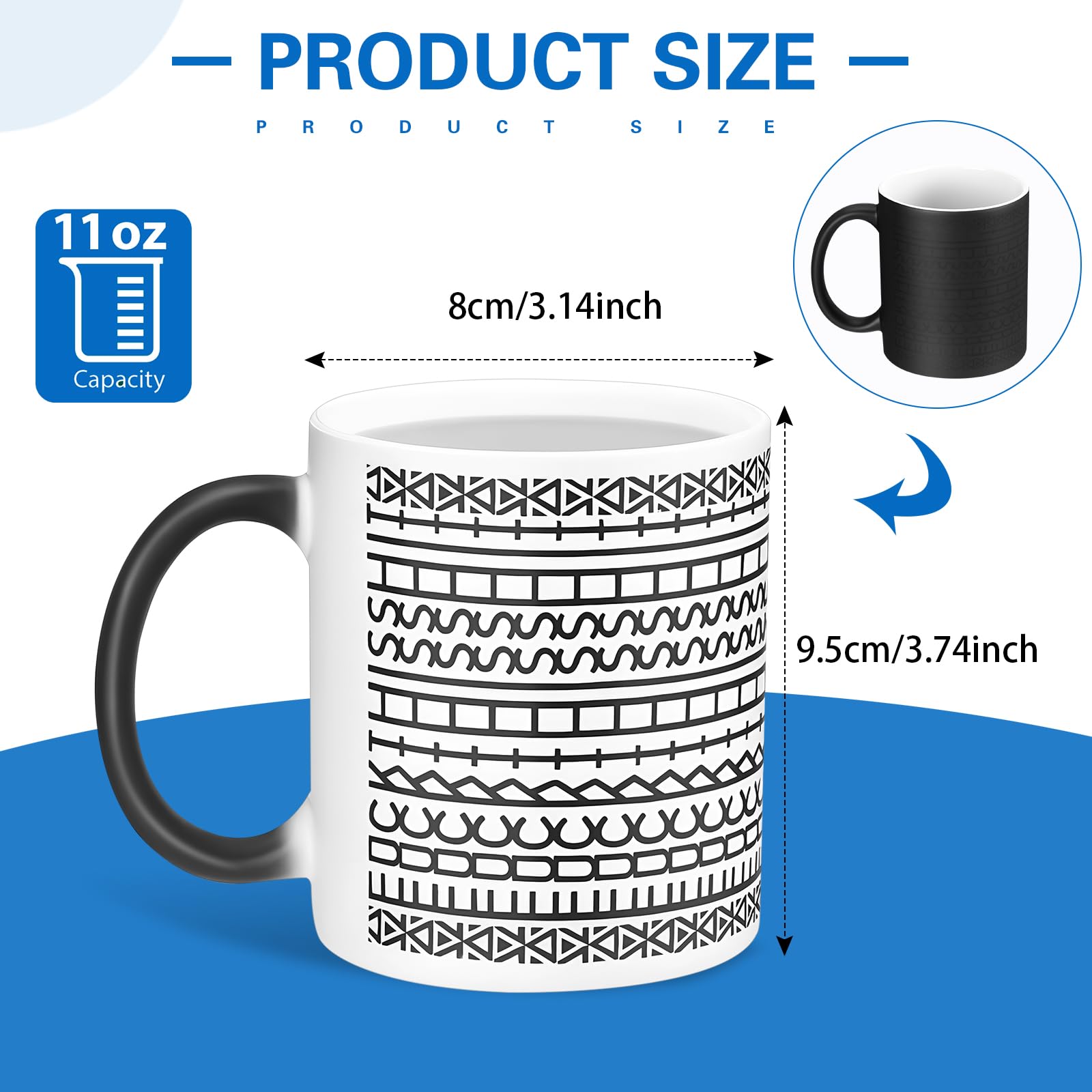 Vesici hidden-message mug reveals patterns as a beverage heats