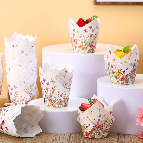Vesici liners with butterflies enhance wedding and shower dessert displays.