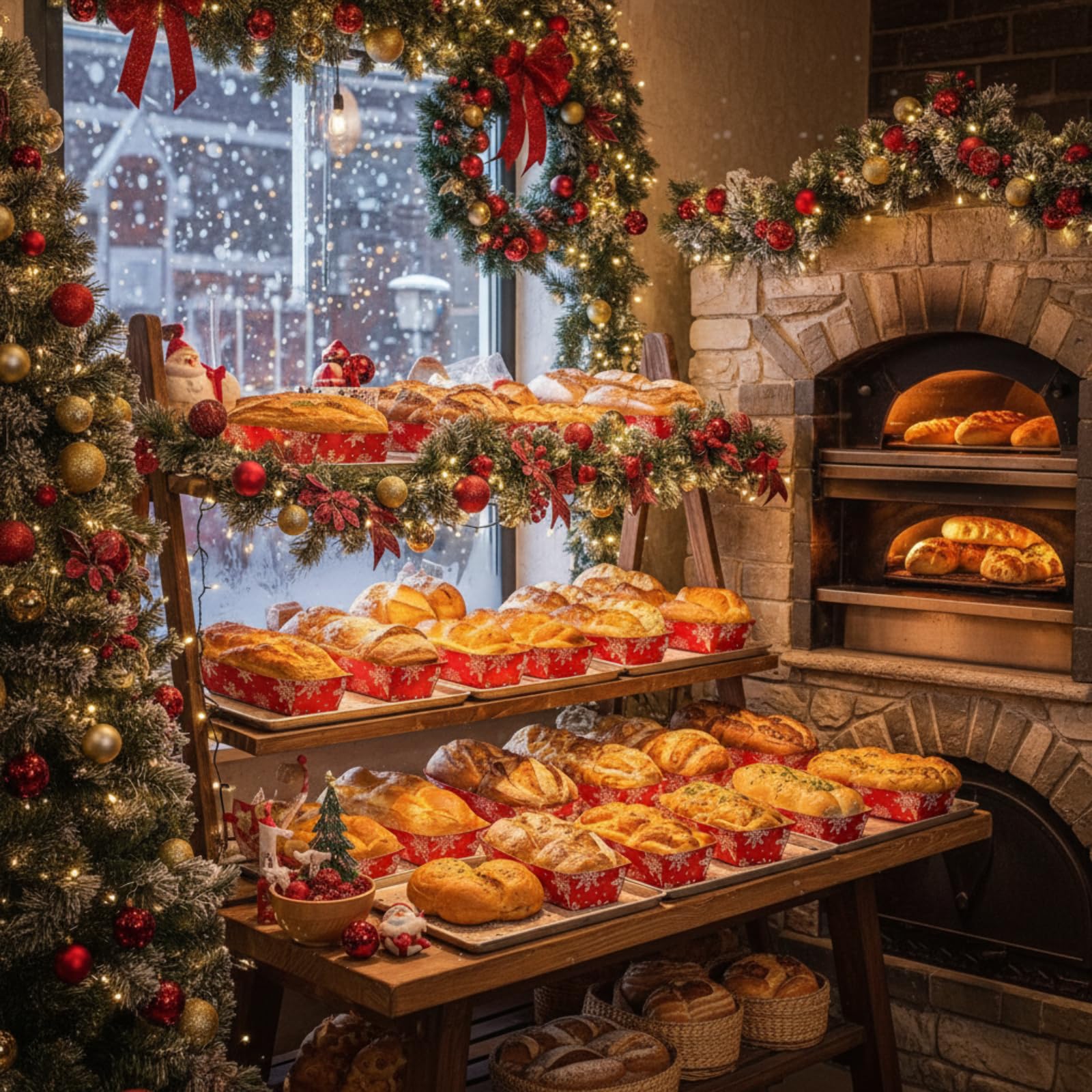 Vesici winter baking gift set including pans, bags, and ties