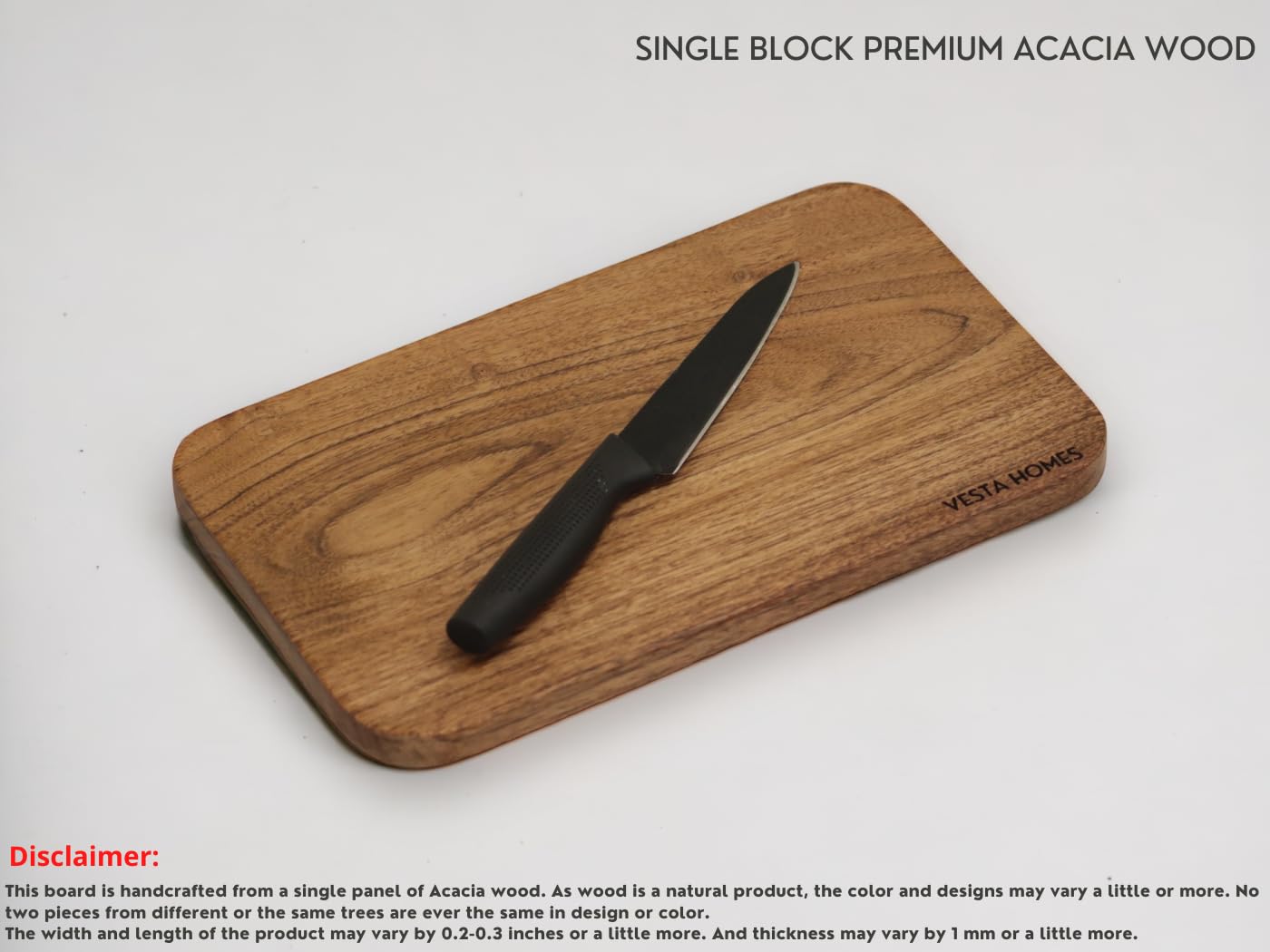 Vesta Homes acacia board knife-edge protection supports safe, knife-friendly chopping
