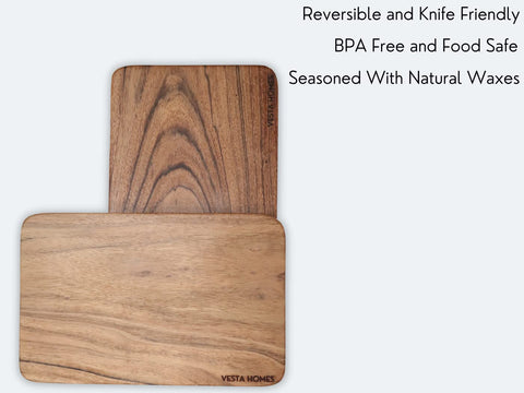Vesta Homes acacia board handles vegetables with ease during cutting