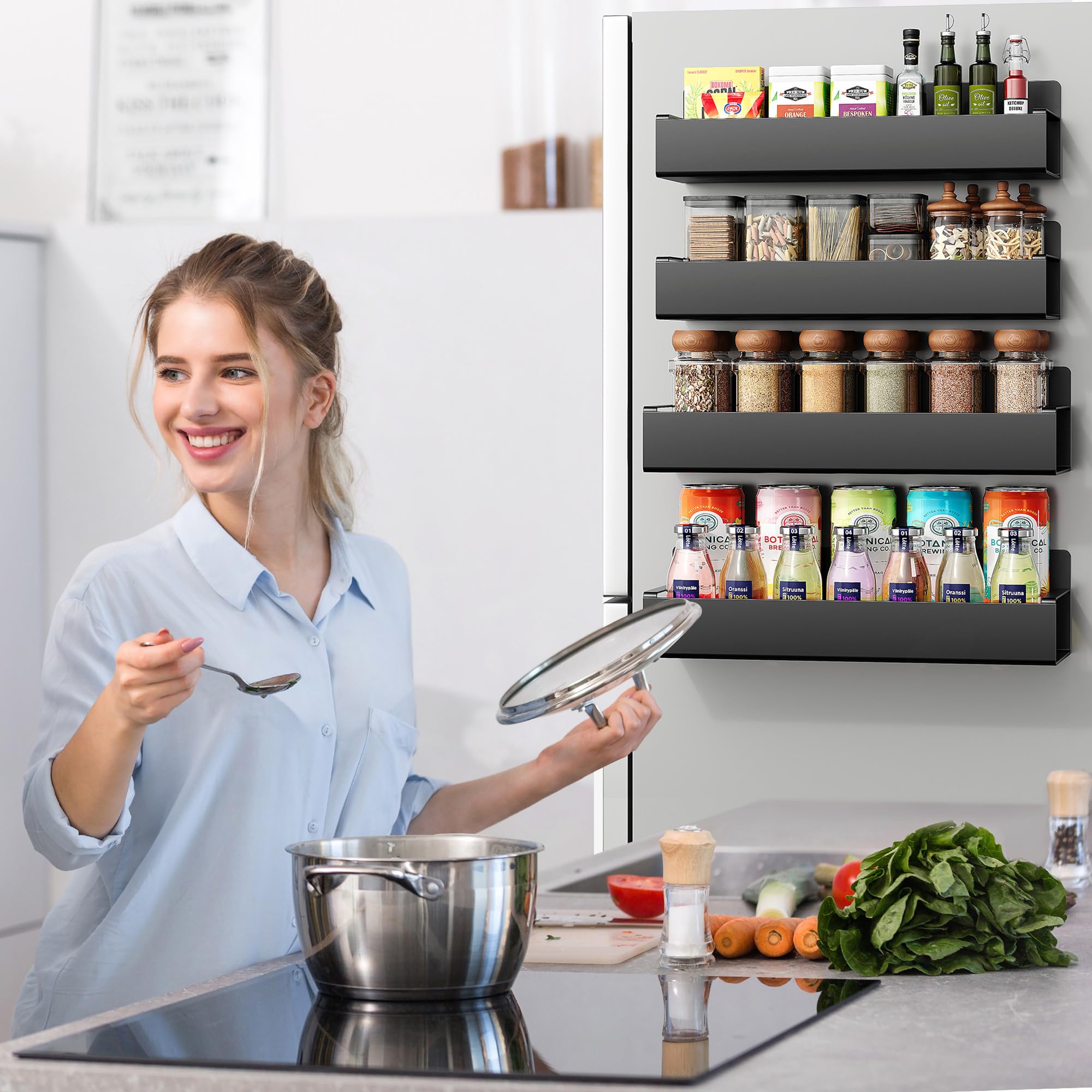 Vetacsion large side-view mounted on fridge with jars visible