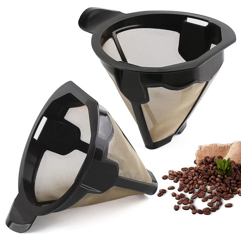 Veterger cone reusable filter 2pc for clean-tasting coffee and easy cleanup.
