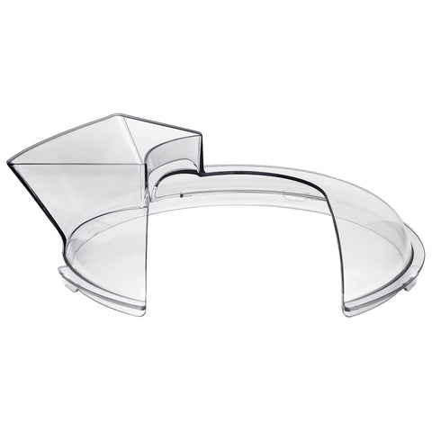 Pouring shield mounted on bowl to prevent splashes during mixing