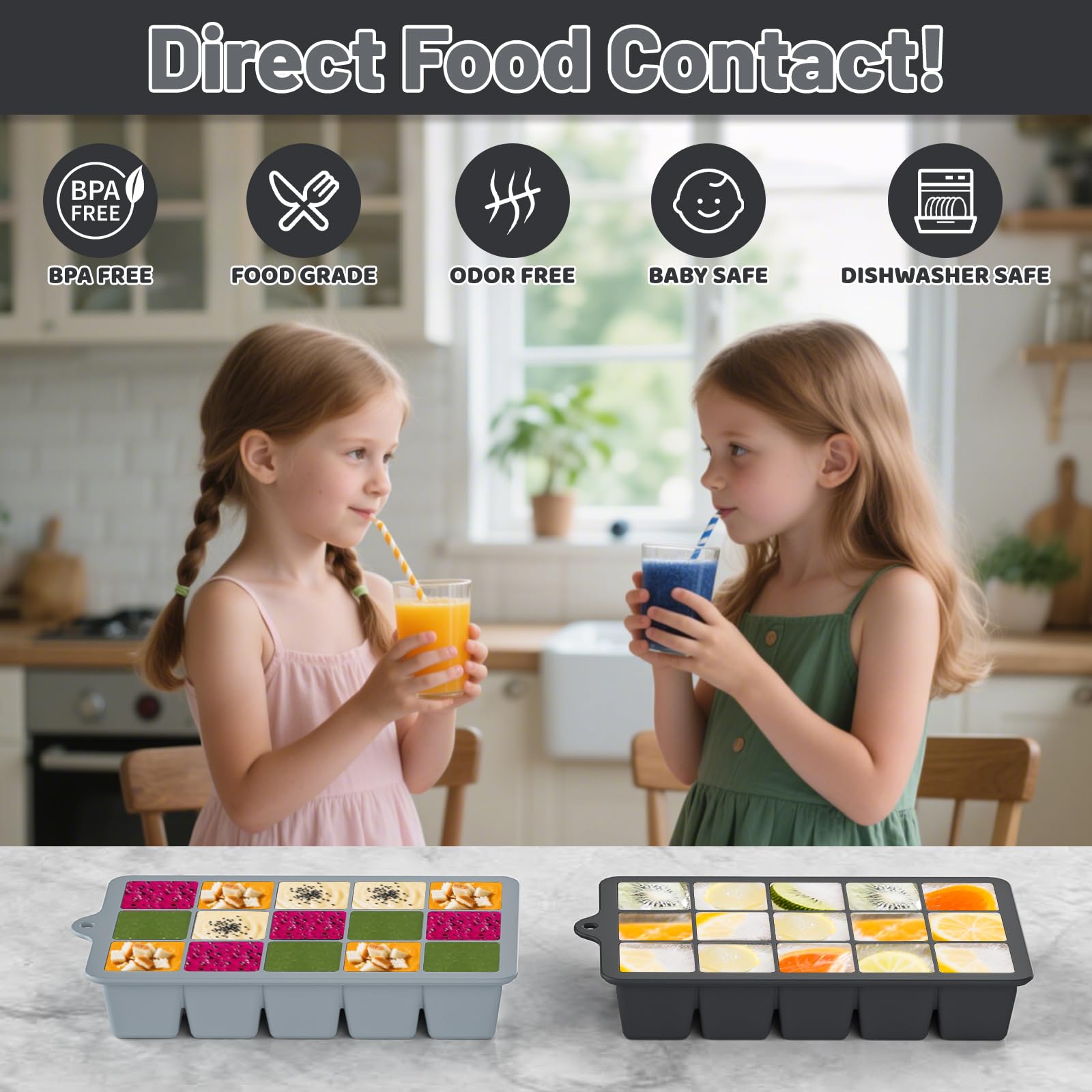Vethwal mint ice cube tray 3-pack for party-ready cubes